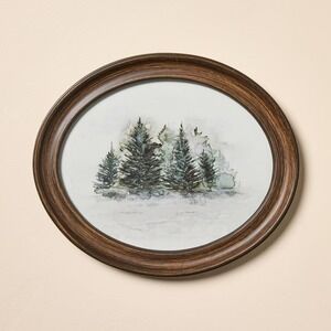 10x12 Oval Framed Watercolor Trees Wall Art -‎ Hearth & Hand Magnolia Christmas